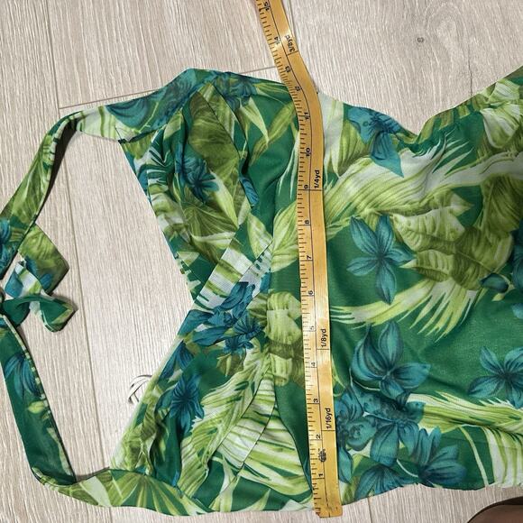 Y2K Green Jungle Medium Halter Midi Dress Coquette 2000s Baddie Vacation Ruby - Picture 5 of 8